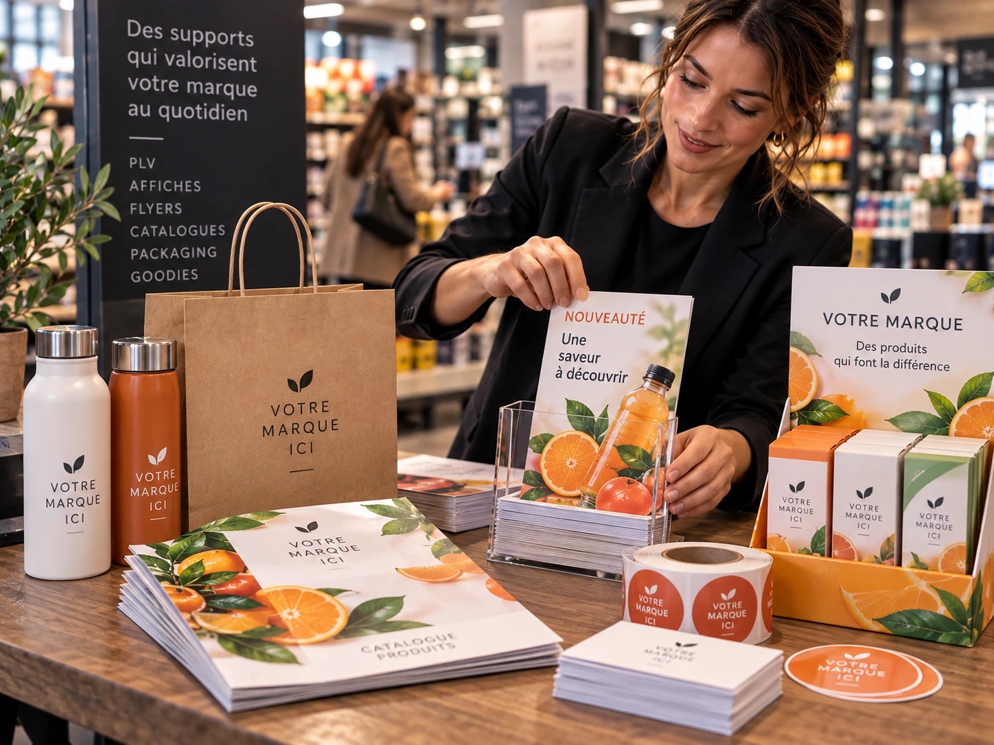 PLV, affiches, flyers, catalogues et packaging personnalisés pour la promotion des marques et enseignes en point de vente