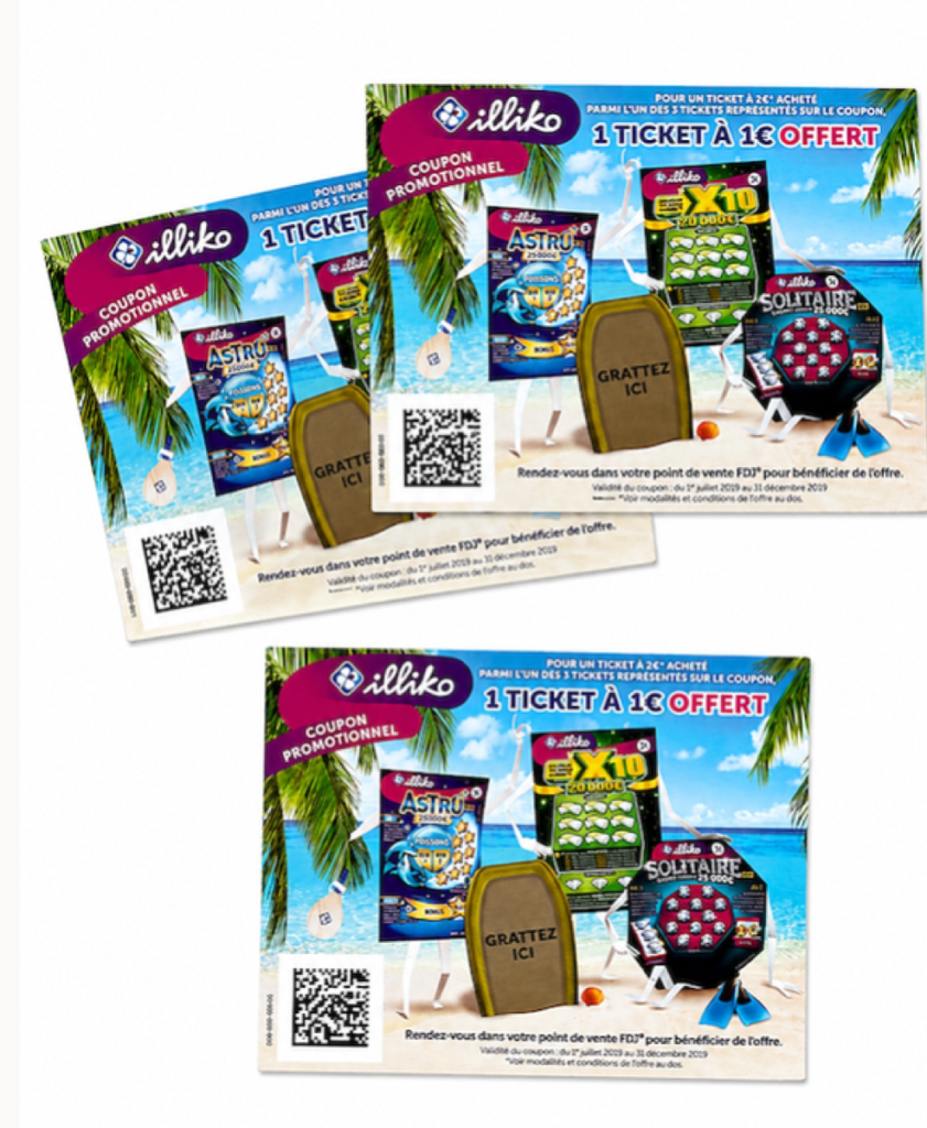 Goodies papier promotionnels — coupons à gratter et coupons à code unique