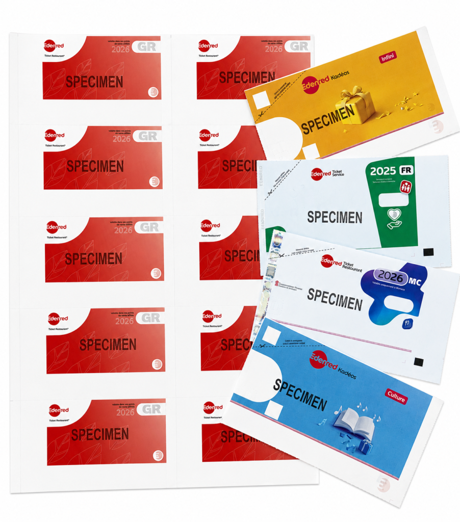 Titres et coupons sécurisés — titres-restaurant, chèques cadeaux, CESU